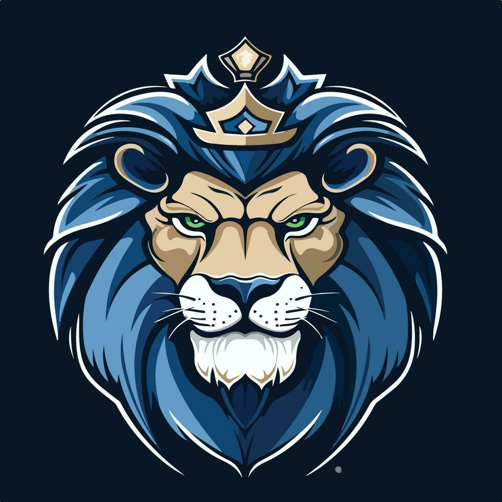 blauw leeuw met een goud kroon vector