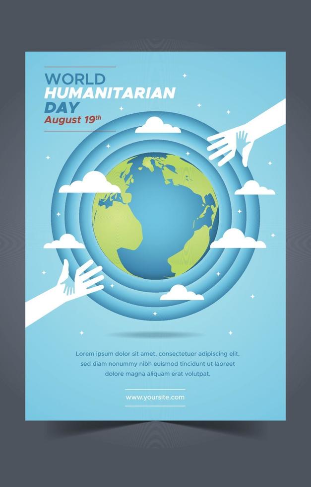 platte wereld humanitaire dag poster concept vector