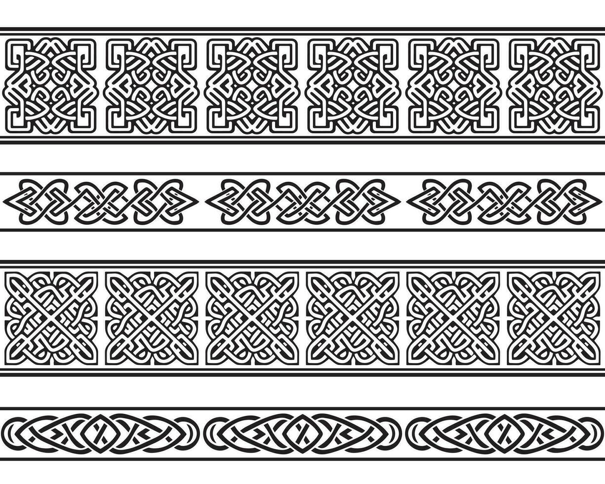 keltisch naadloos ornament doorweven plakband. zwart ornament geïsoleerd Aan wit achtergrond. reeks verzameling. vector