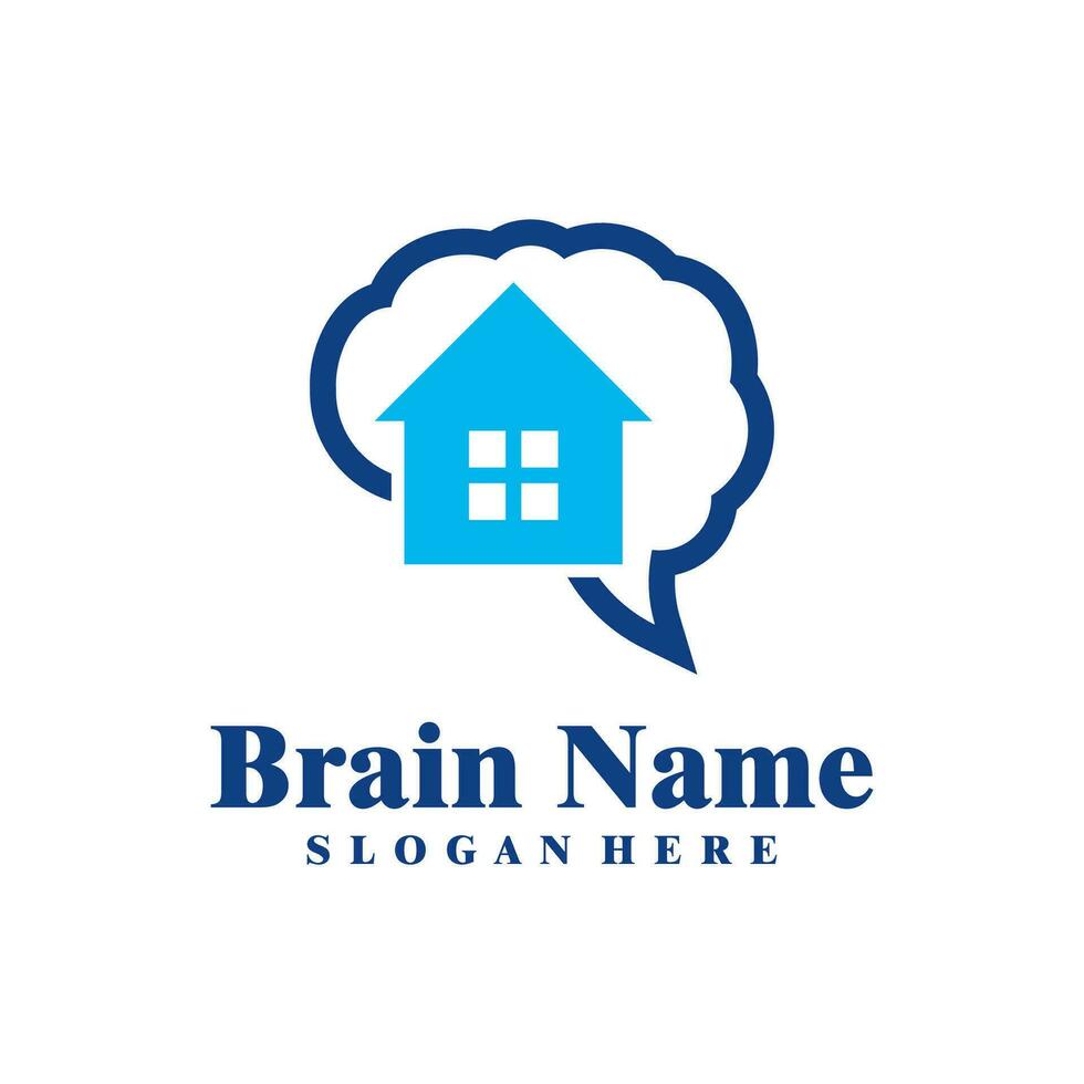 huis hersenen logo ontwerp vector. creatief hersenen met huis logo concepten sjabloon vector