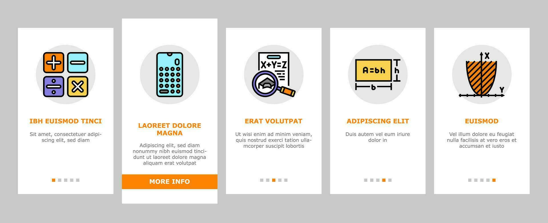 wiskunde onderwijs school- wetenschap onboarding pictogrammen reeks vector