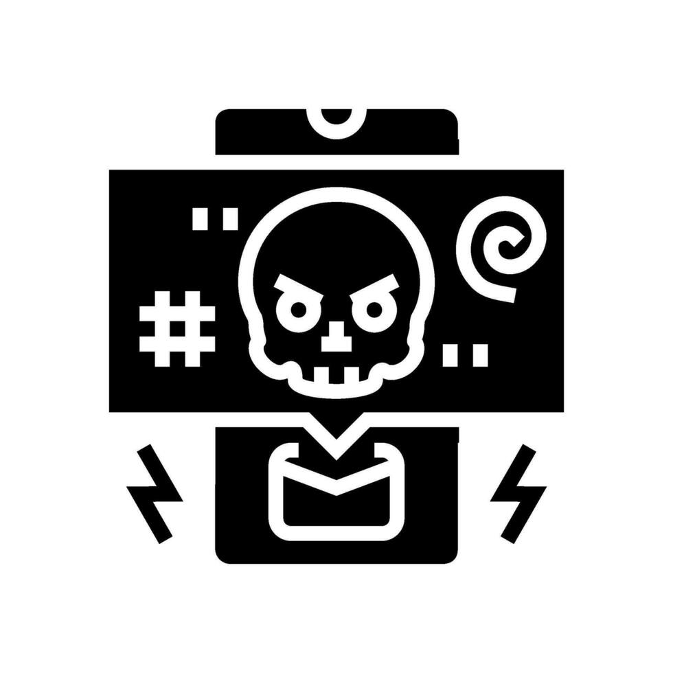 bedreigend berichten cyberpesten glyph icoon vector illustratie