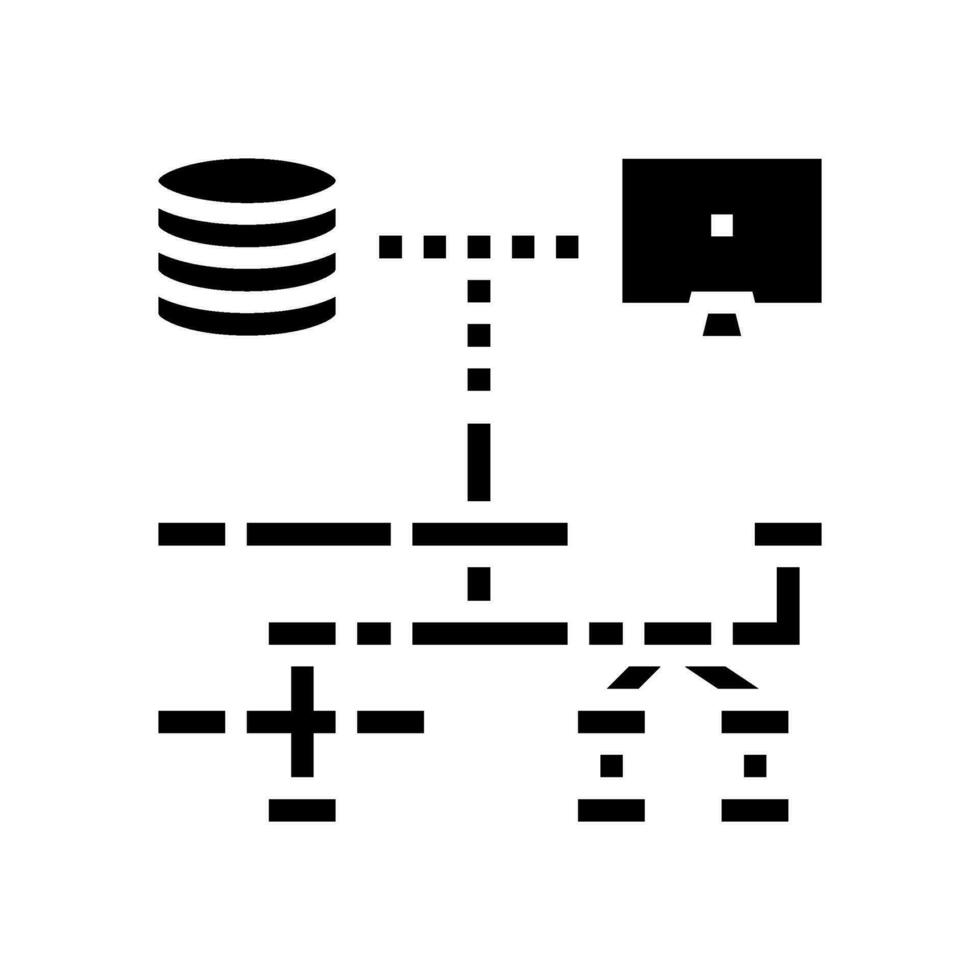 relationeel databank glyph icoon vector illustratie