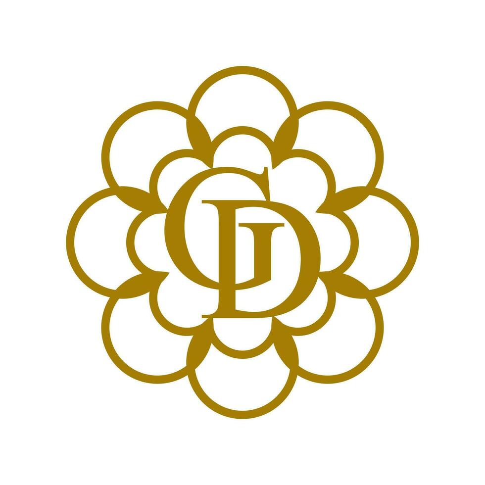 brief g d ornament luxe bloemen goud logo ontwerp concept. vector illustratie.