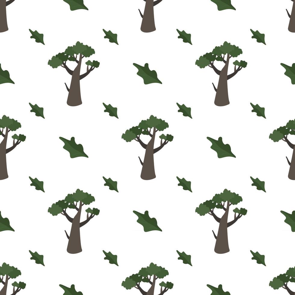 naadloos patroon met bomen. bosplanten, print van eikenstruiken vector