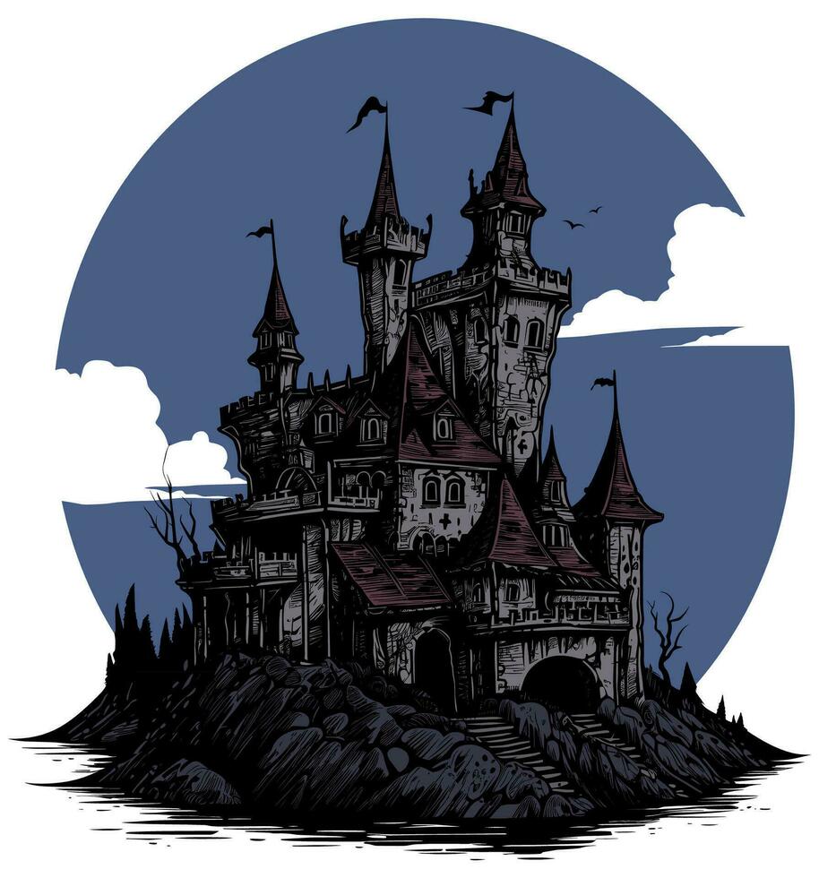 donker spookachtig kasteel vector