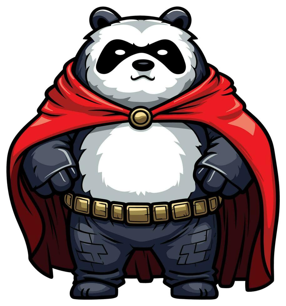 panda superheld Aan wit vector