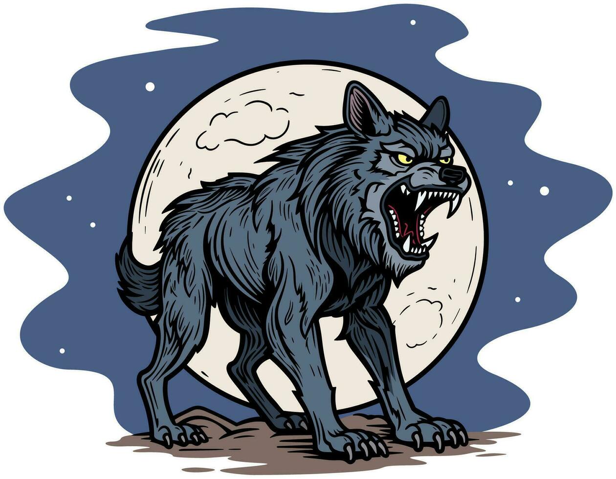 wolf Bij nacht vector