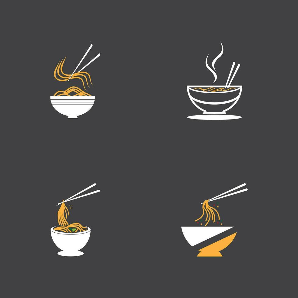 noodle voedsel noodle kom logo vector illustratie