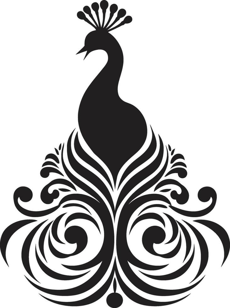 vorstelijk fantasie vector Pauw symbool in zwart gebeeldhouwd charme zwart logo ontwerp