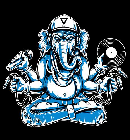 Ganesha met muzikale attributen Vector