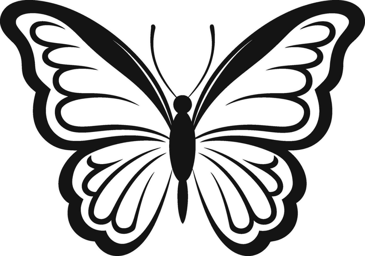 subtiel bevallig schoonheid onyx insect charme vlinder silhouet iconisch zwart schittering vector