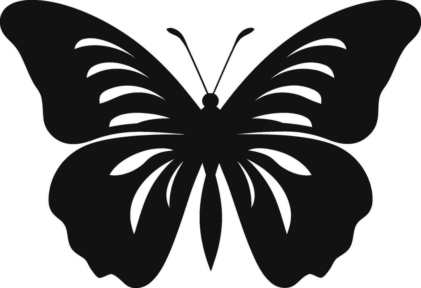 ebon uitmuntendheid in de luchten subtiel charme gevleugeld fluistert vlinder logo ontwerp vector