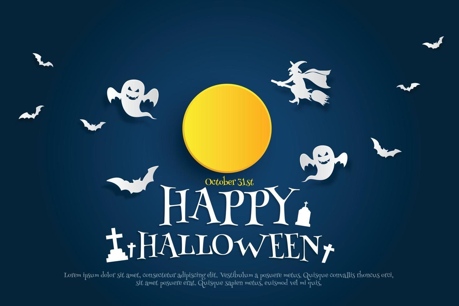 happy halloween banner of feestuitnodiging achtergrond. vector