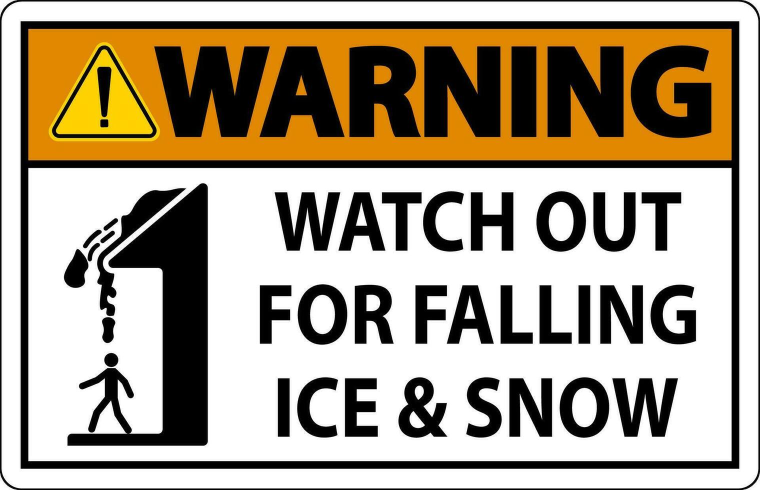 waarschuwing teken kijk maar uit voor vallend ijs en sneeuw vector