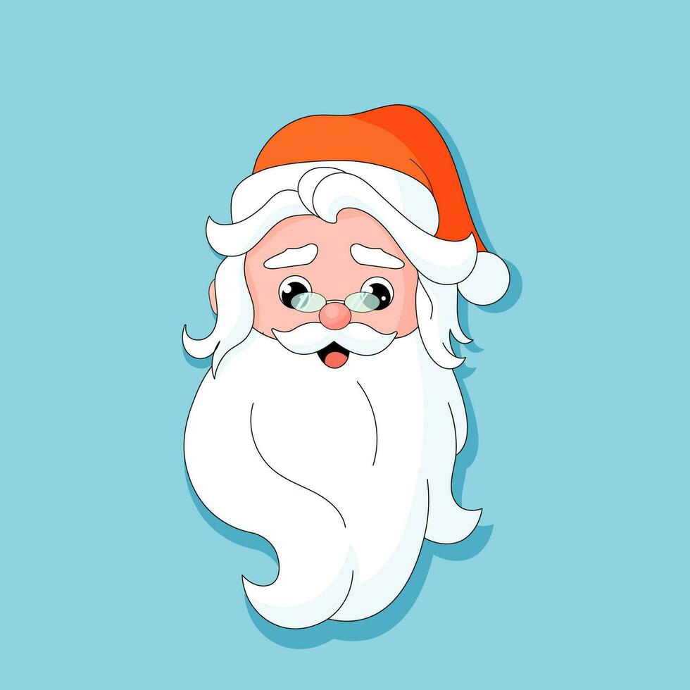 wijnoogst de kerstman claus gezicht, Kerstmis tekenfilm karakter avatar. opa gezicht icoon, schattig Kerstmis mascotte, retro de kerstman hoofd. tekenfilm senior Mens Aan rood hoed. vector