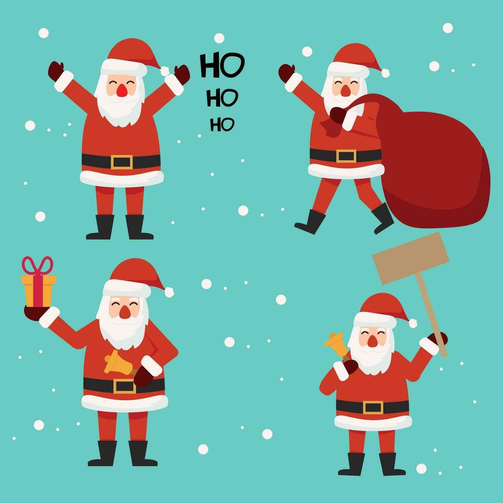 verzameling van Kerstmis de kerstman claus. reeks van grappig tekenfilm tekens vector illustratie geïsoleerd