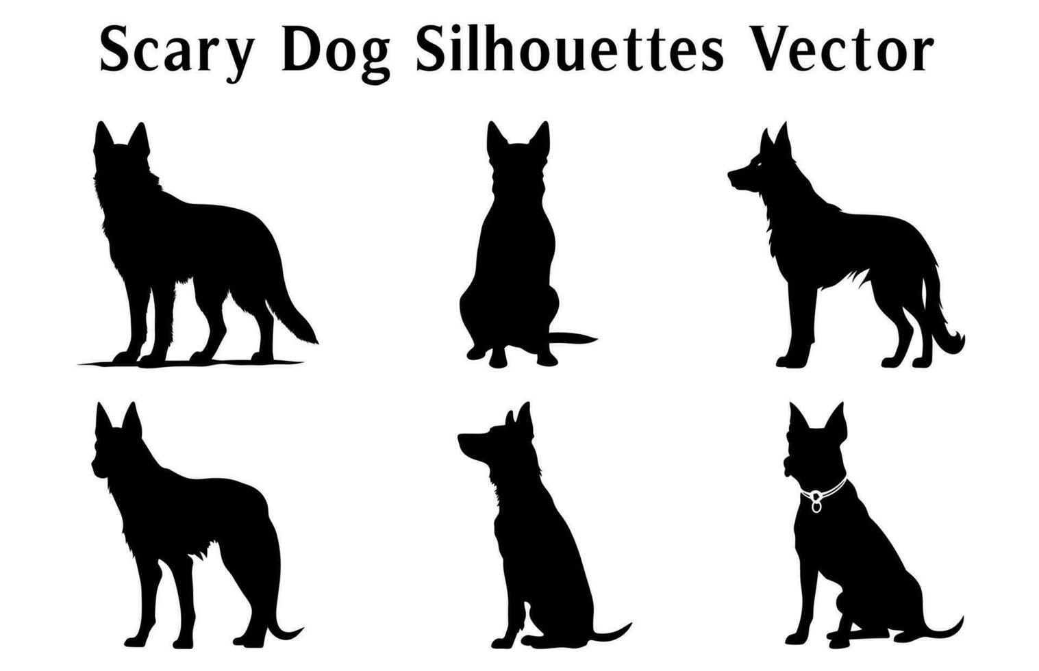 halloween eng hond vector silhouetten bundel, reeks van silhouetten halloween onheil zwart honden