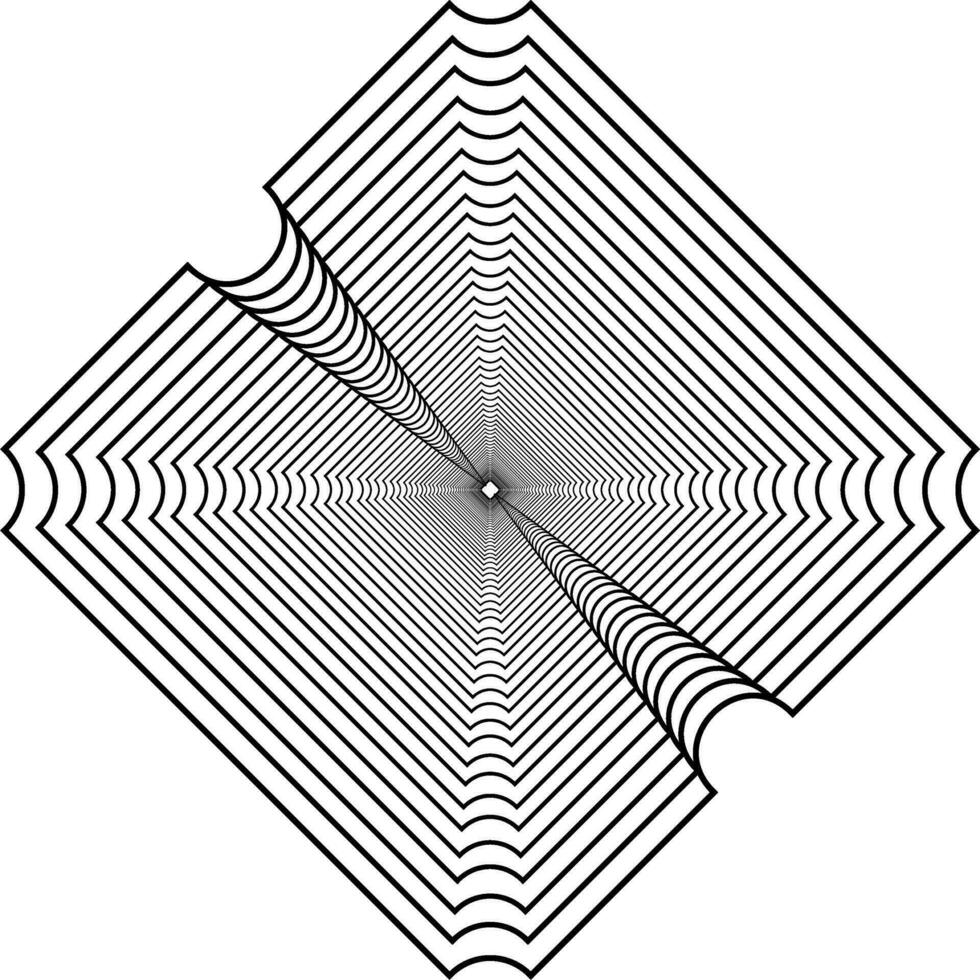 zichtbaar van de optisch illusie gemaakt van plein lijnen samenstelling, kan gebruik voor achtergrond, decoratie, behang, tegel, tapijt patroon, modern motieven, hedendaags overladen, of grafisch ontwerp element vector