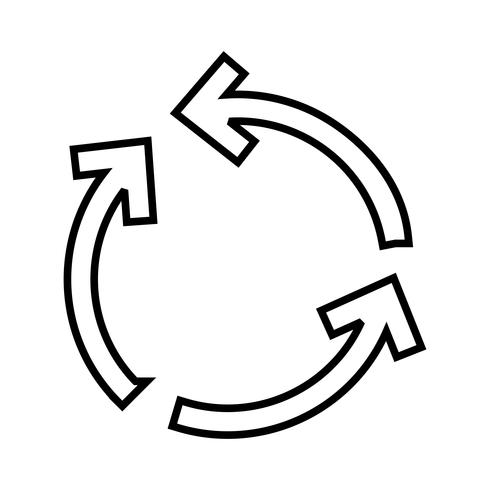 Cyclus pijl lijn zwart pictogram vector