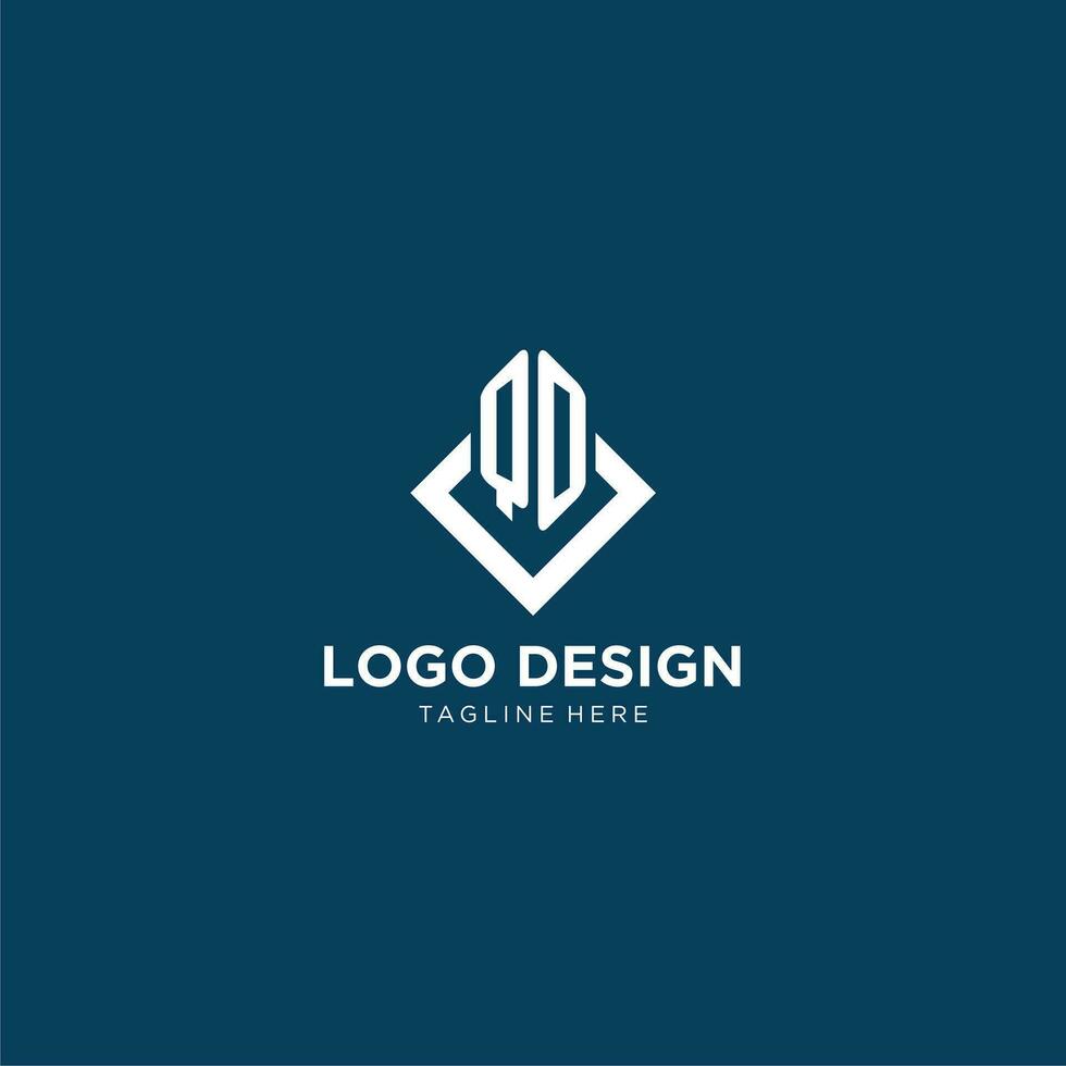 eerste qo logo plein ruit met lijnen, modern en elegant logo ontwerp vector