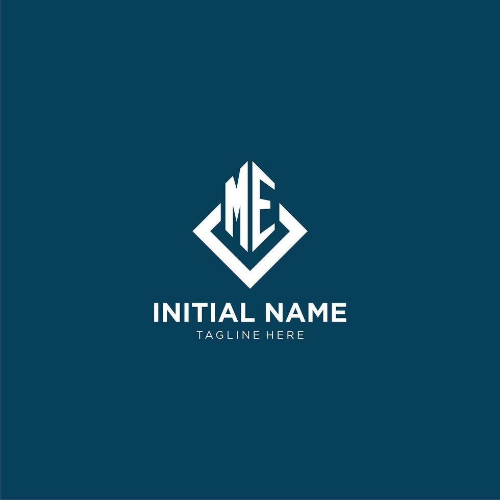 eerste me logo plein ruit met lijnen, modern en elegant logo ontwerp vector