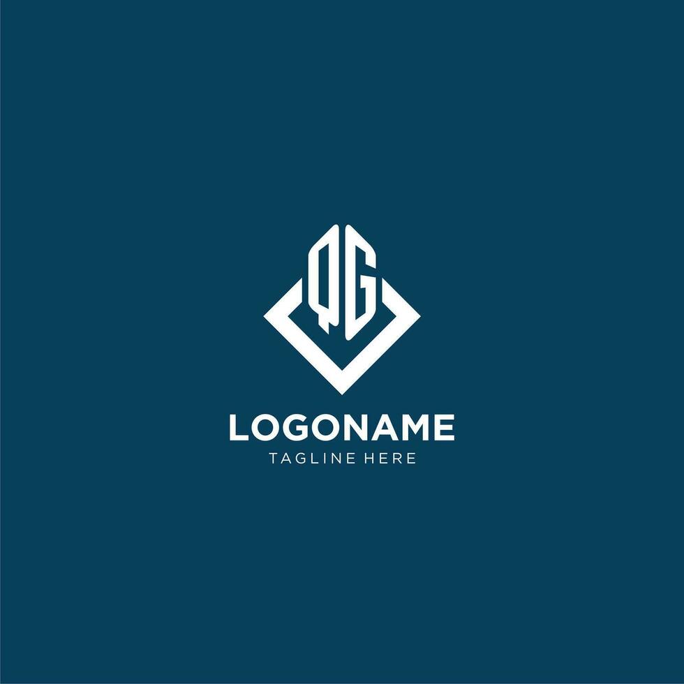 eerste qg logo plein ruit met lijnen, modern en elegant logo ontwerp vector