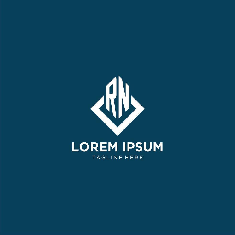 eerste rn logo plein ruit met lijnen, modern en elegant logo ontwerp vector