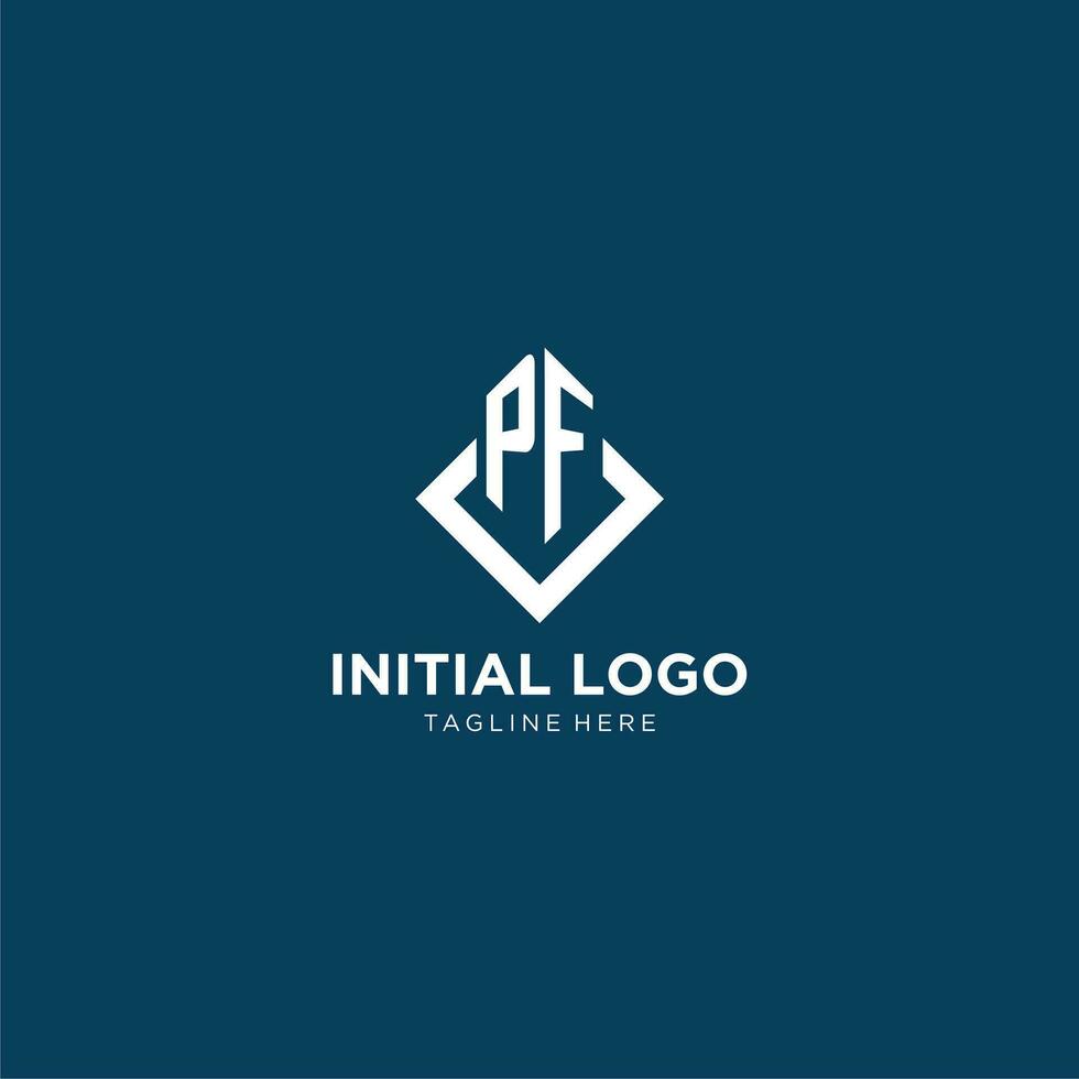 eerste pf logo plein ruit met lijnen, modern en elegant logo ontwerp vector