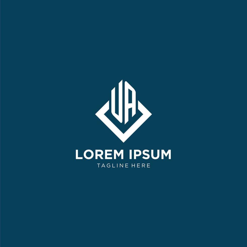 eerste ua logo plein ruit met lijnen, modern en elegant logo ontwerp vector