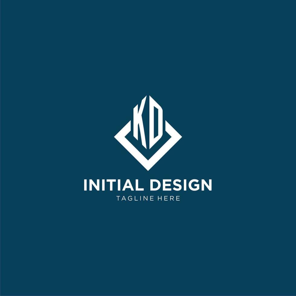 eerste kd logo plein ruit met lijnen, modern en elegant logo ontwerp vector