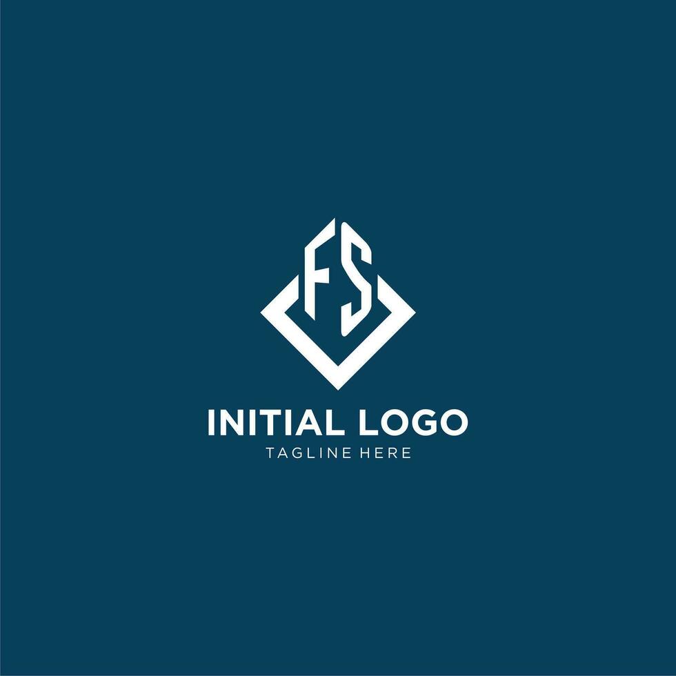 eerste fs logo plein ruit met lijnen, modern en elegant logo ontwerp vector