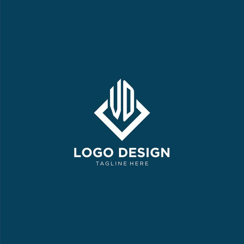 eerste vo logo plein ruit met lijnen, modern en elegant logo ontwerp vector