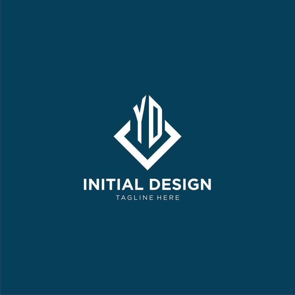 eerste yd logo plein ruit met lijnen, modern en elegant logo ontwerp vector