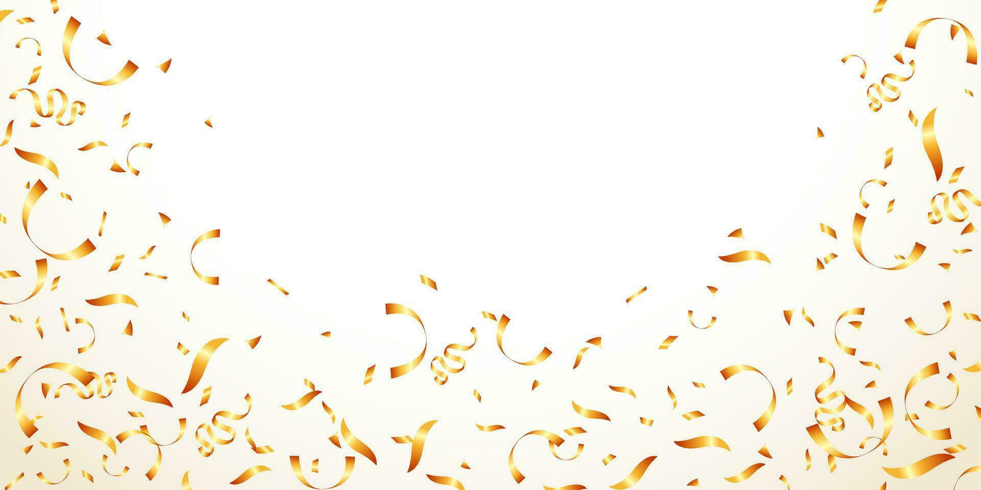 goud confetti en linten geïsoleerd vector voor verjaardag of verjaardag sjabloon. vector illustratie