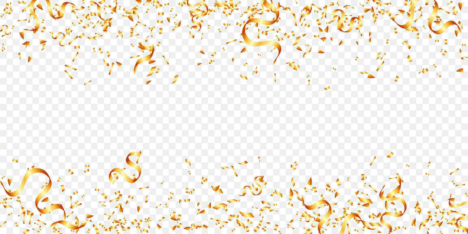 glimmend gouden confetti en klatergoud luxe achtergrond vector voor festival, decoratie, verjaardag, partij viering en vakantie