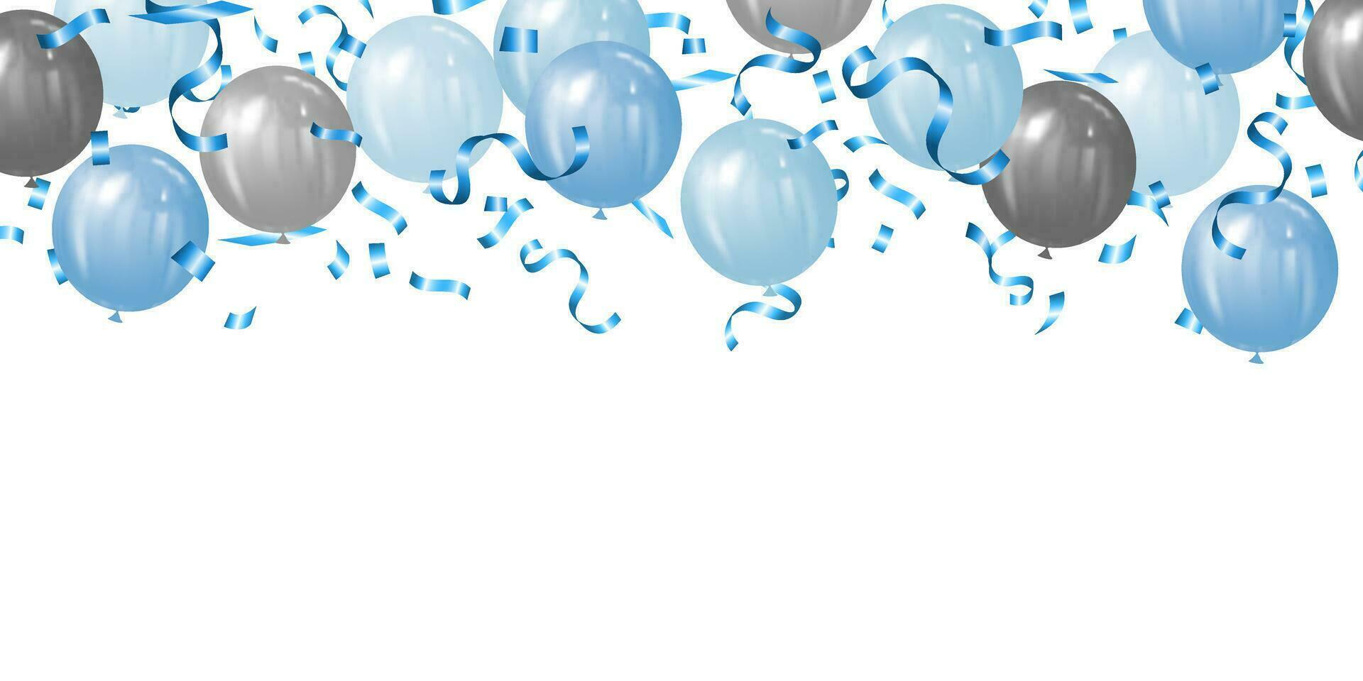 achtergrond vector illustratie van blauw en zilver ballonnen en blauw confetti voor vaders dag