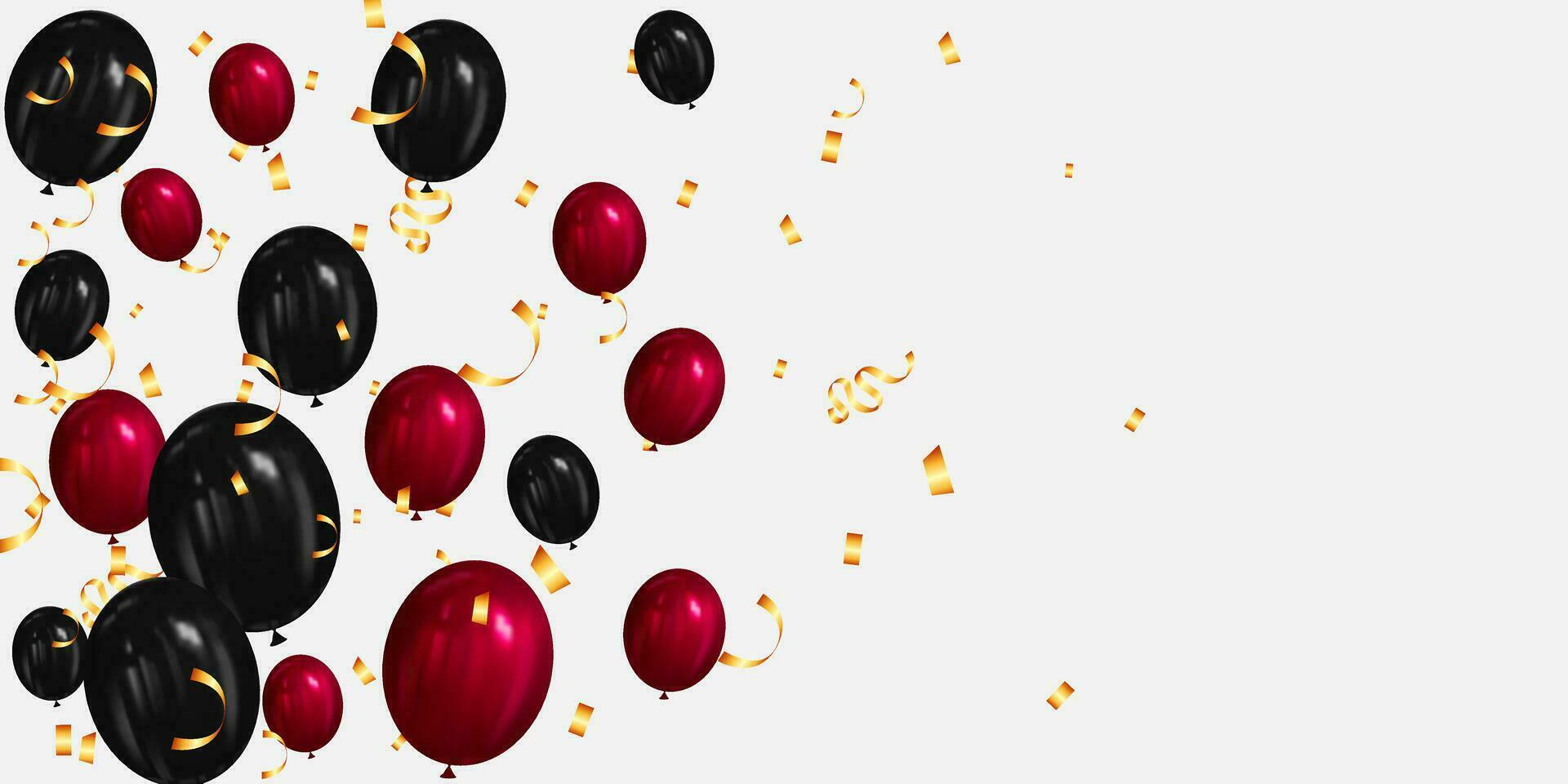 vliegend glimmend ballonnen en gouden confetti. zwart vrijdag uitverkoop banier vector