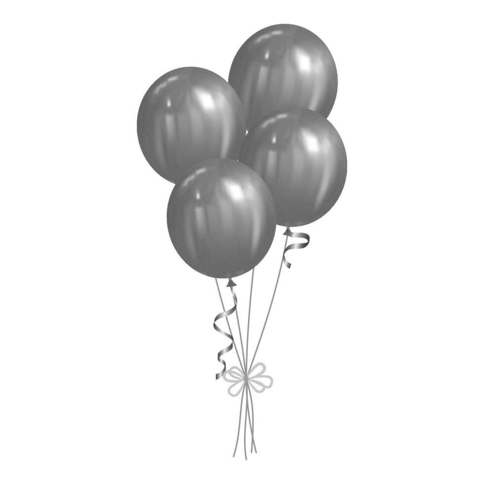 bundel van realistisch grijs ballonnen en linten vector illustratie voor decor verjaardag verjaardag partij