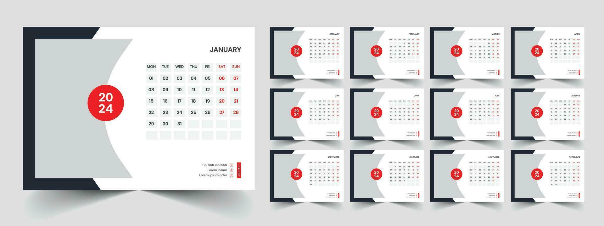 kalender 2024 week begin maandag zakelijke ontwerp ontwerper sjabloon vector