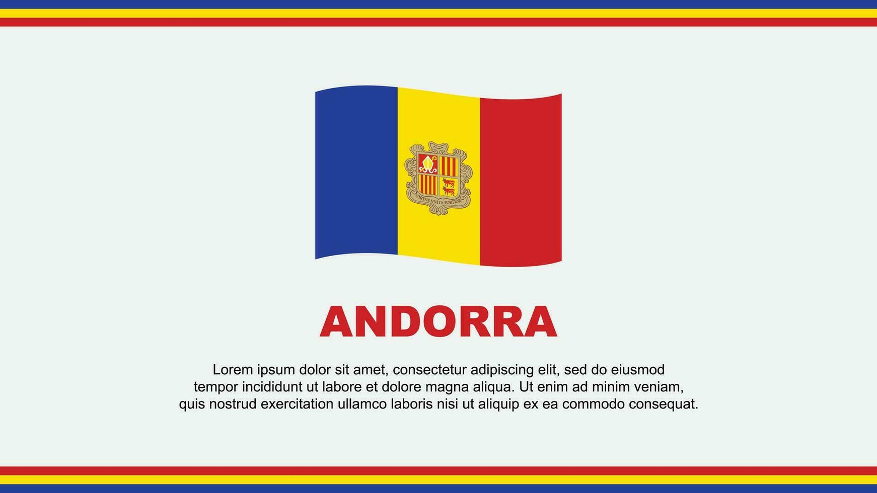 Andorra vlag abstract achtergrond ontwerp sjabloon. Andorra onafhankelijkheid dag banier sociaal media vector illustratie. Andorra ontwerp
