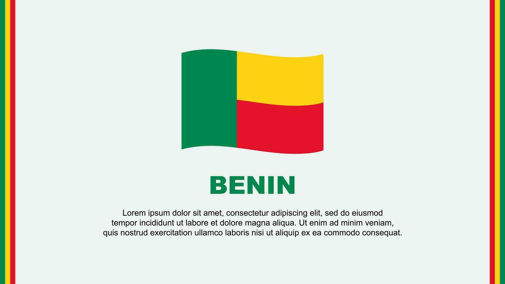 Benin vlag abstract achtergrond ontwerp sjabloon. Benin onafhankelijkheid dag banier sociaal media vector illustratie. Benin tekenfilm