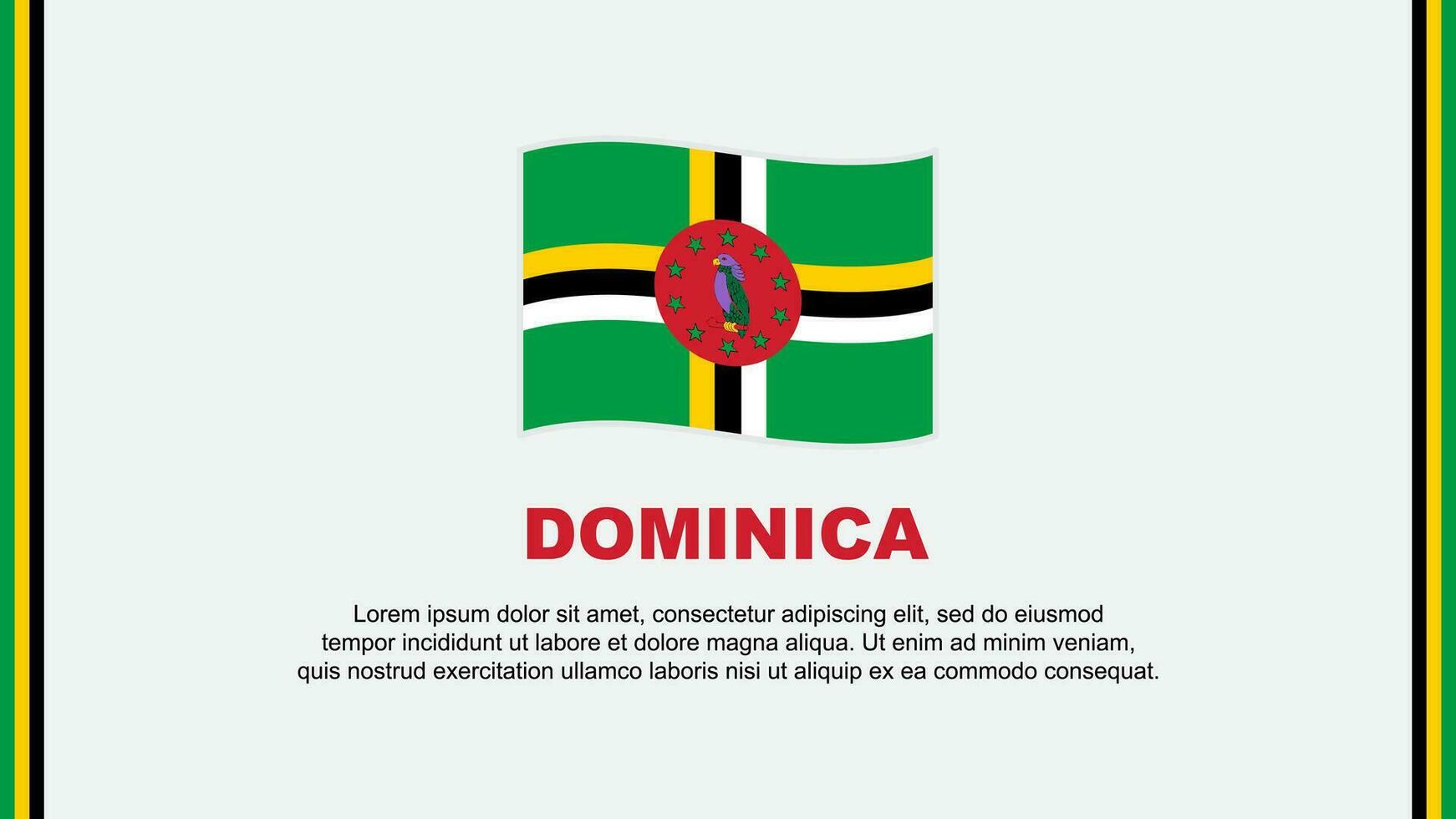 dominica vlag abstract achtergrond ontwerp sjabloon. dominica onafhankelijkheid dag banier sociaal media vector illustratie. dominica tekenfilm