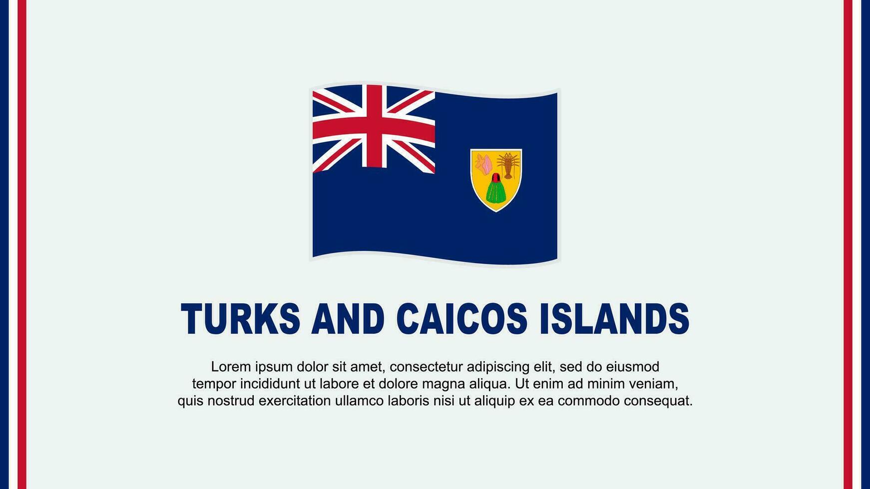 turken en caicos eilanden vlag abstract achtergrond ontwerp sjabloon. turken en caicos eilanden onafhankelijkheid dag banier sociaal media vector illustratie. tekenfilm