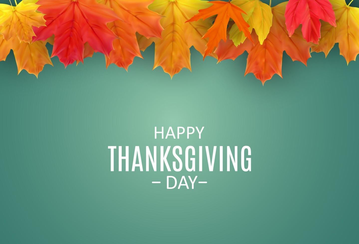 happy thanksgiving day achtergrond met glanzende natuurlijke herfstbladeren. vector
