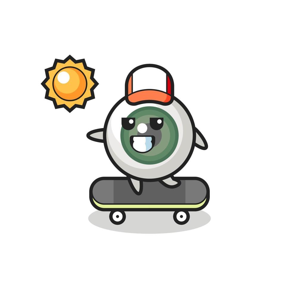oogbol karakter illustratie rijden op een skateboard vector