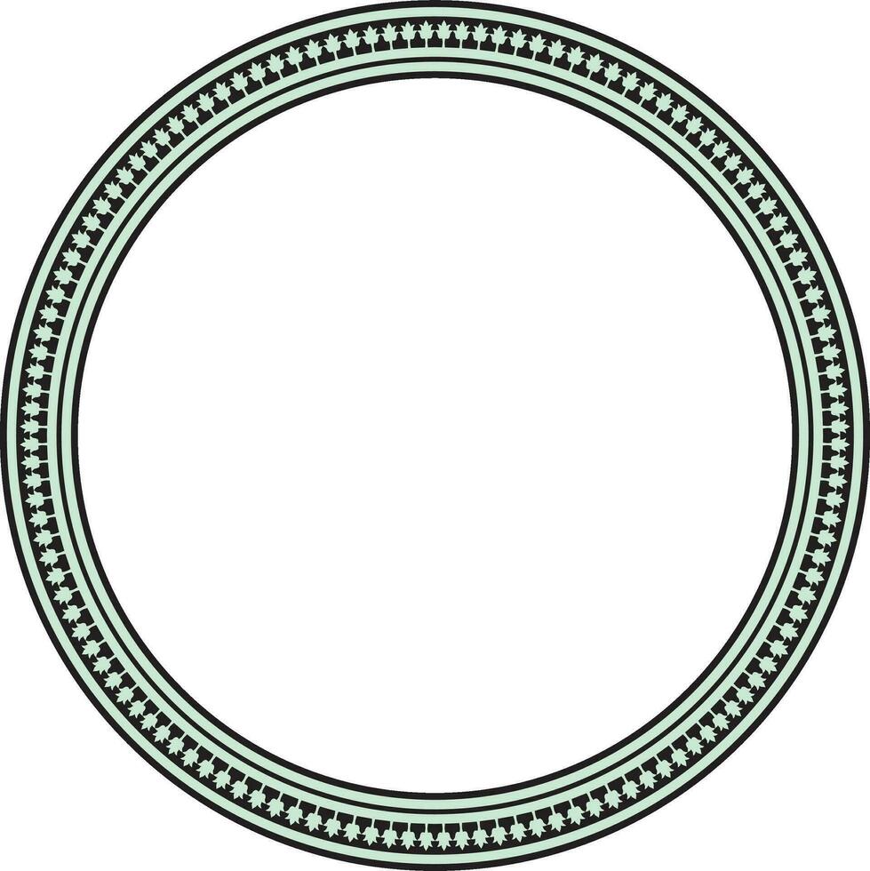 vector groen en zwart ronde byzantijns ornament. cirkel, grens, kader van oude Griekenland en oostelijk Romeins rijk. decoratie van de Russisch orthodox kerk