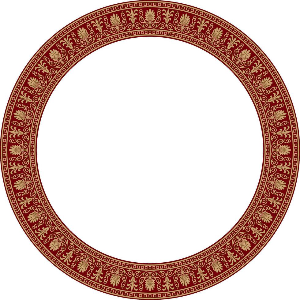 vector goud en rood ronde klassiek Grieks ornament. Europese ornament. grens, kader, cirkel, ring oude Griekenland, Romeins rijk