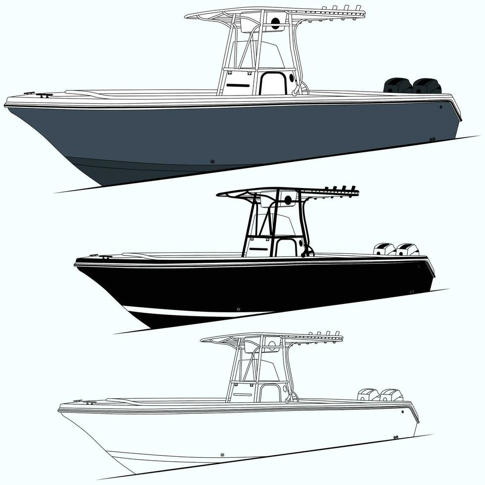 vector lijn kunst illustratie van een visvangst boot en een kleur