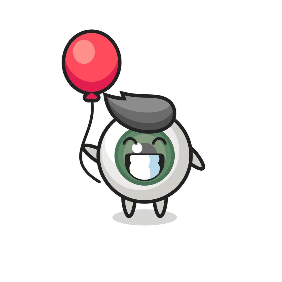 oogbol mascotte illustratie speelt ballon vector